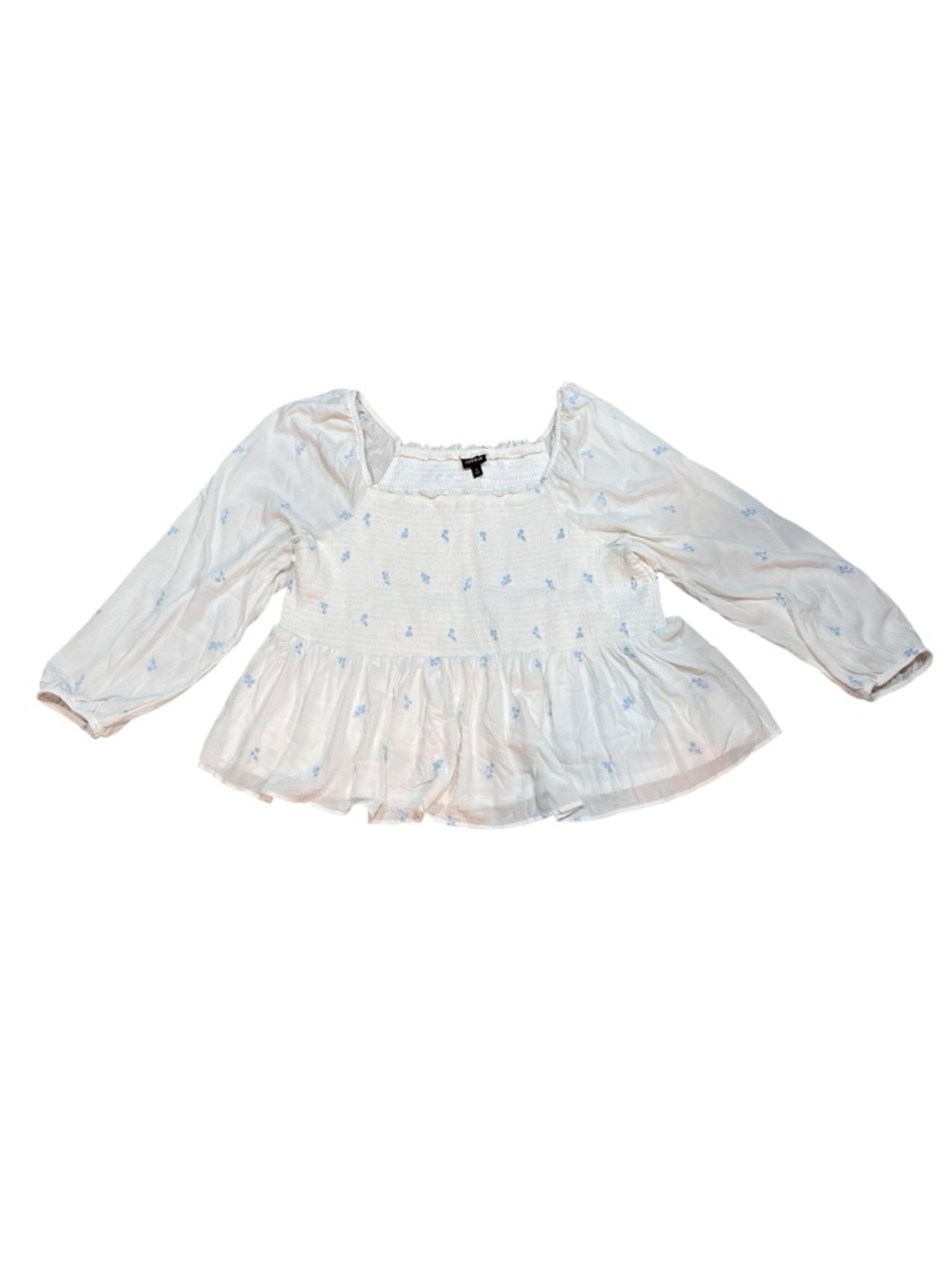torrid White Boho Top Peplum Long Balloon Sleeve Blouse Babydoll Embroidered 4X - Picture 6 of 11